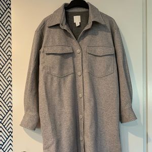 H&M Long Gray Shacket/coat MED